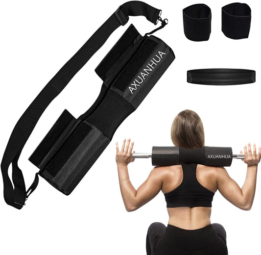 Barbell Pad and Hip Thrust Pad, Hip Resistance Band Fits Standard Olympic Bars with Carry Straps