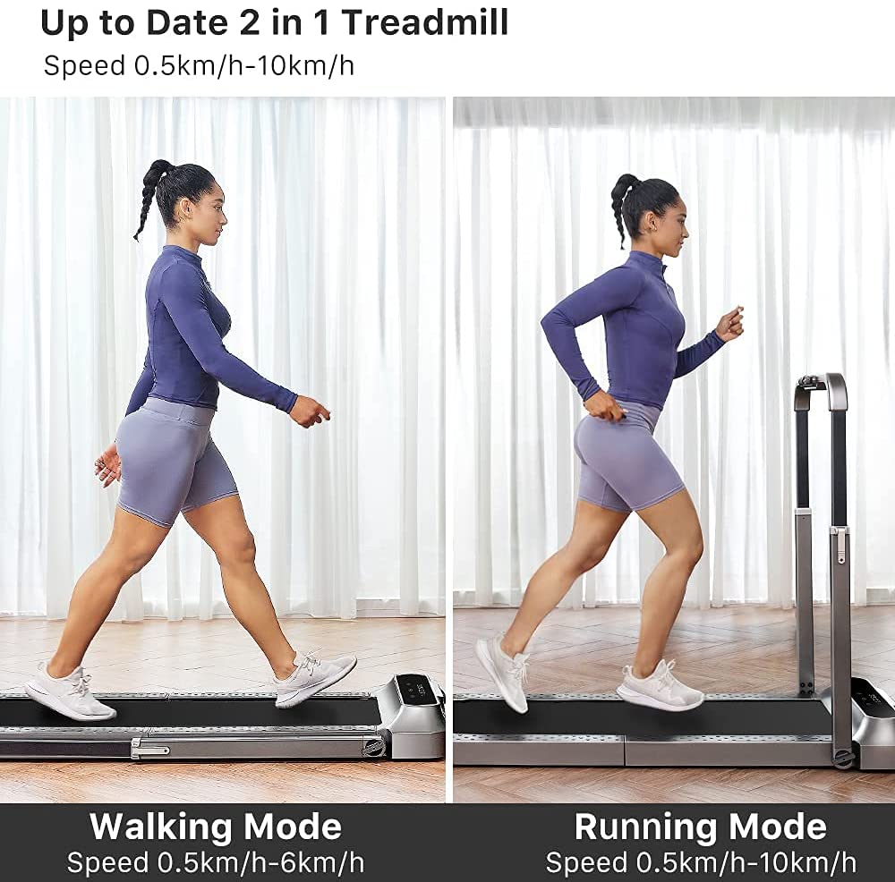 WalkingPad R2 Treadmill Running and Walking Folding Treadmill Manual Automatic Modes Foldable Non-Slip Smart LCD Display Fitness Equipment 0.3-6.2MPH (Black)